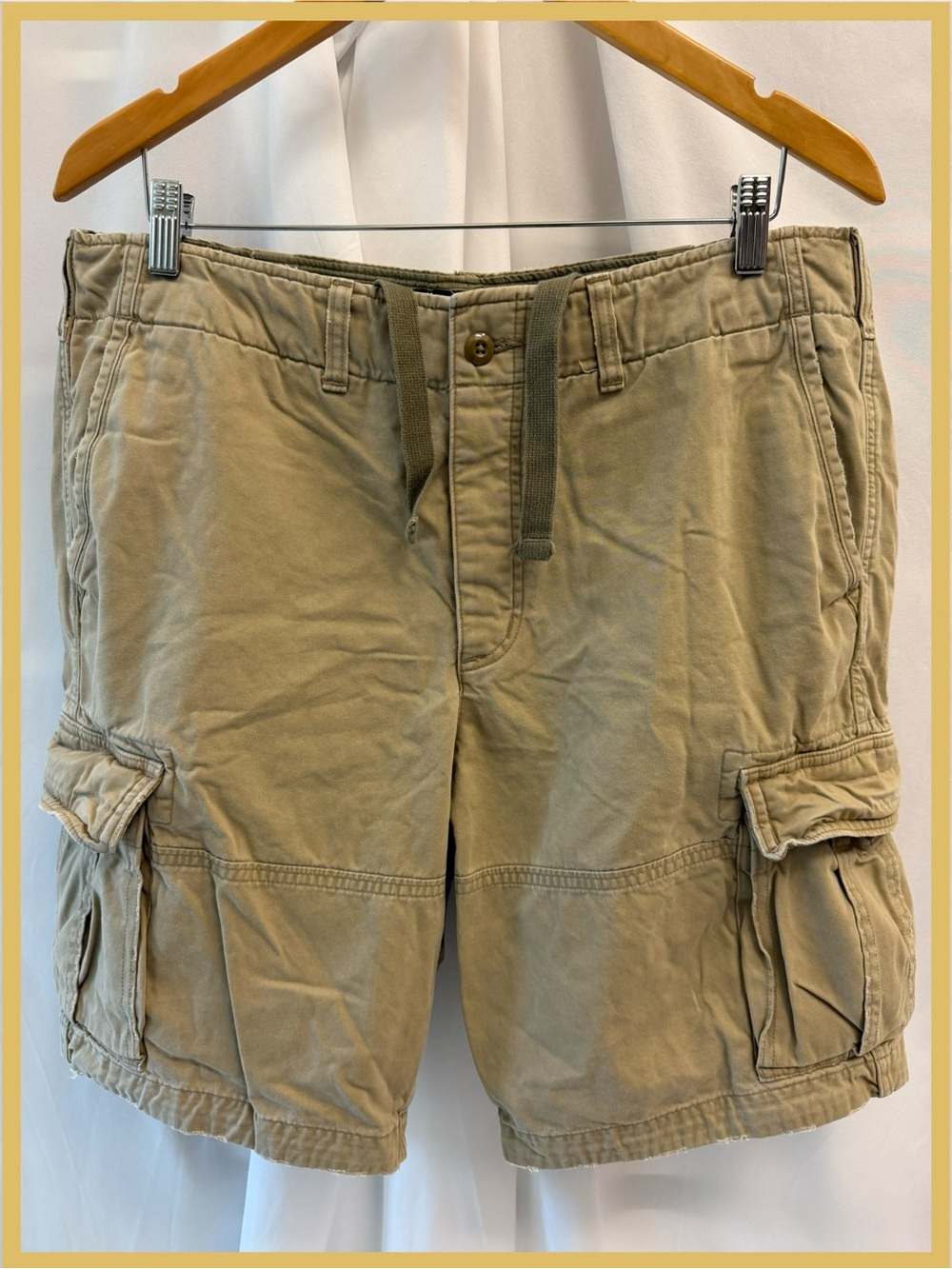 Abercrombie & Fitch Mens Heavyweight Classic Cargo Shorts Y2K Vintage Button Fly